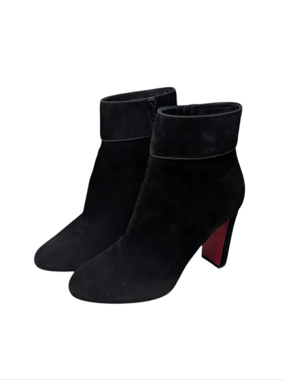 Christian Louboutin Black Velour Suede Moulamax 85 Heeled Boot Size EU 40